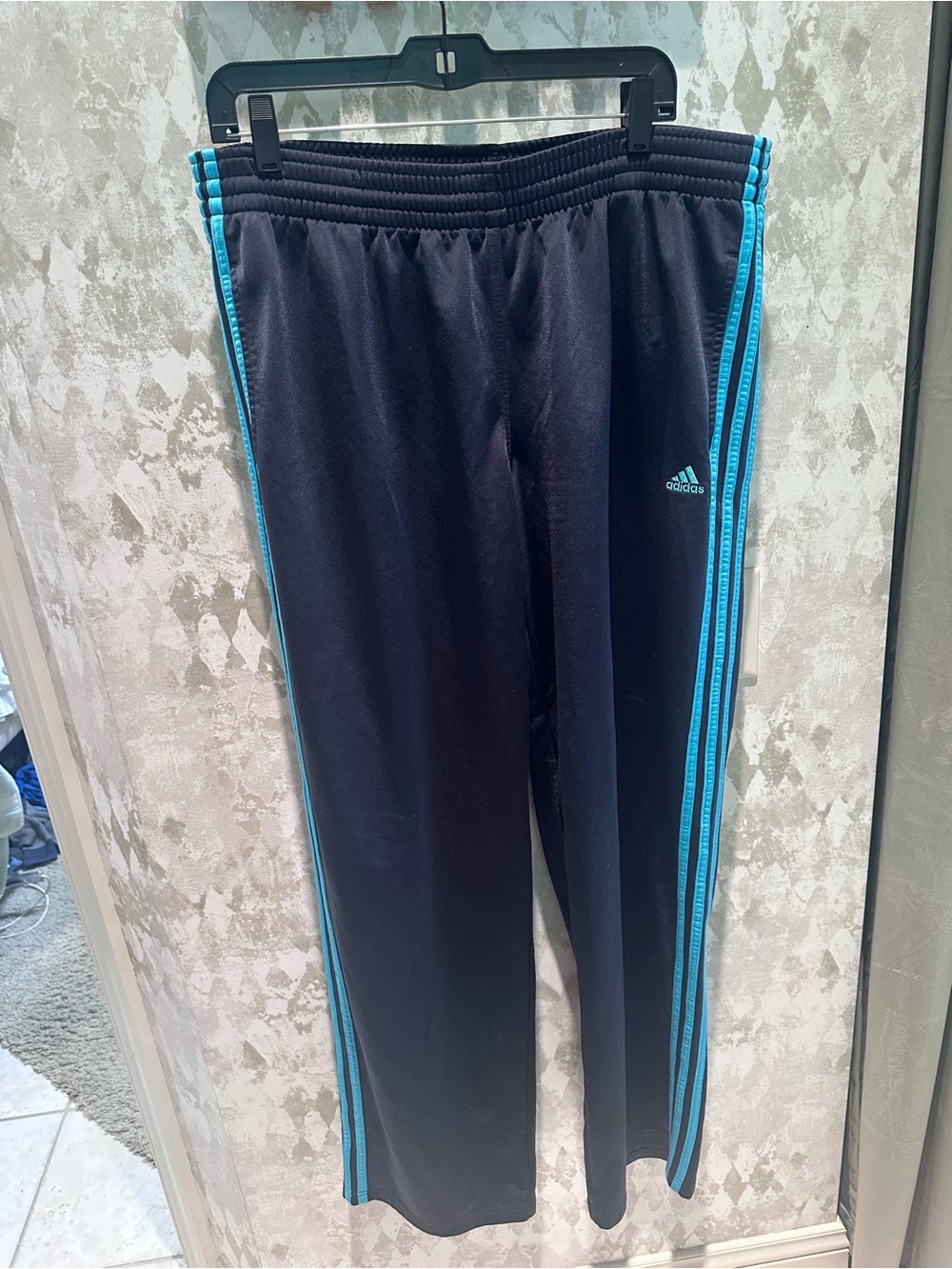 Adidas Navy Sweatpants with Blue Side Stripes